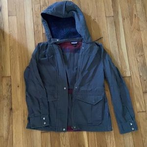Patagonia hooded navy blue canvas jacket